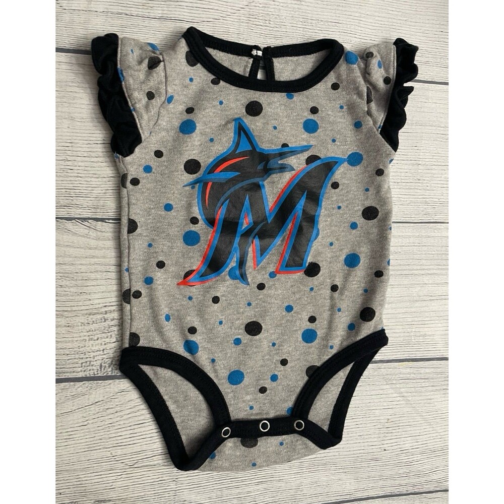 MLB Florida Marlins Baseball Baby Girl Onesie Bodysuit Outfit, Size 0-3 months